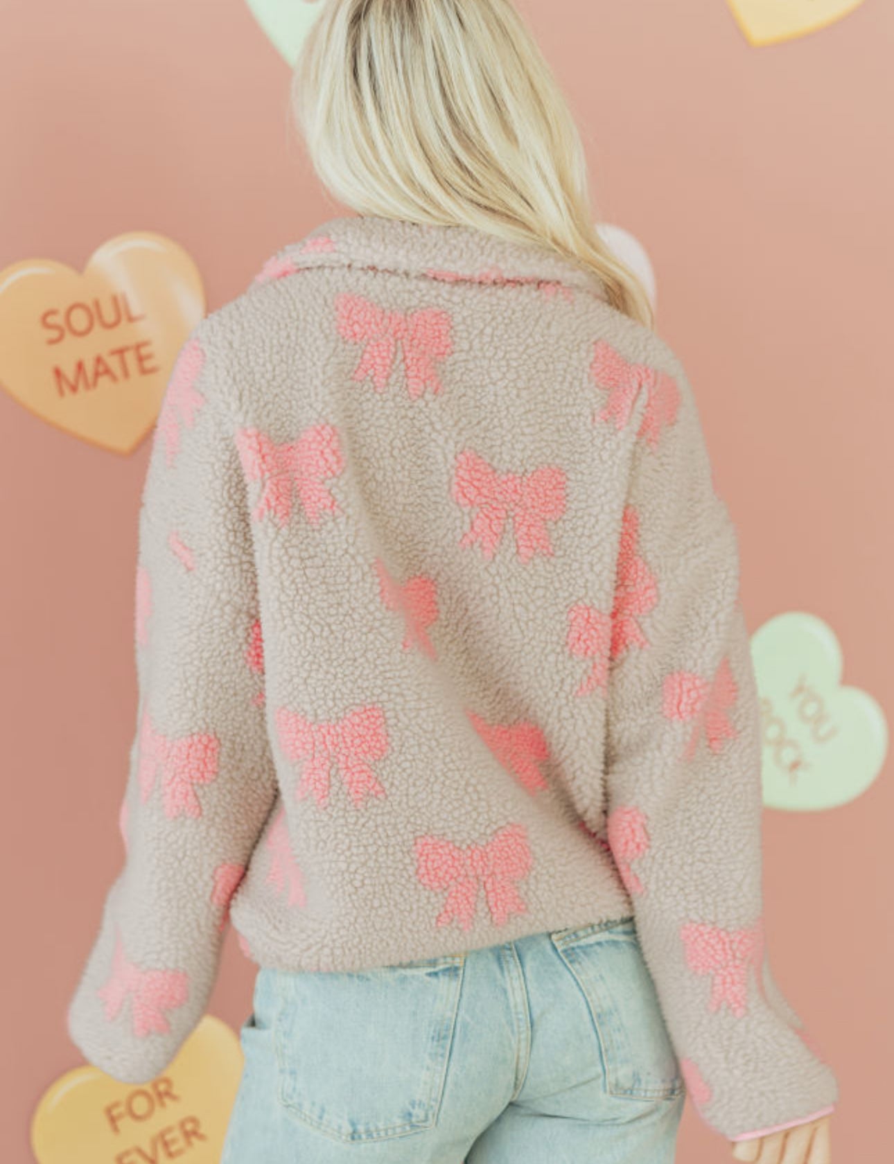 Gray Bow Sherpa Sweatshirt