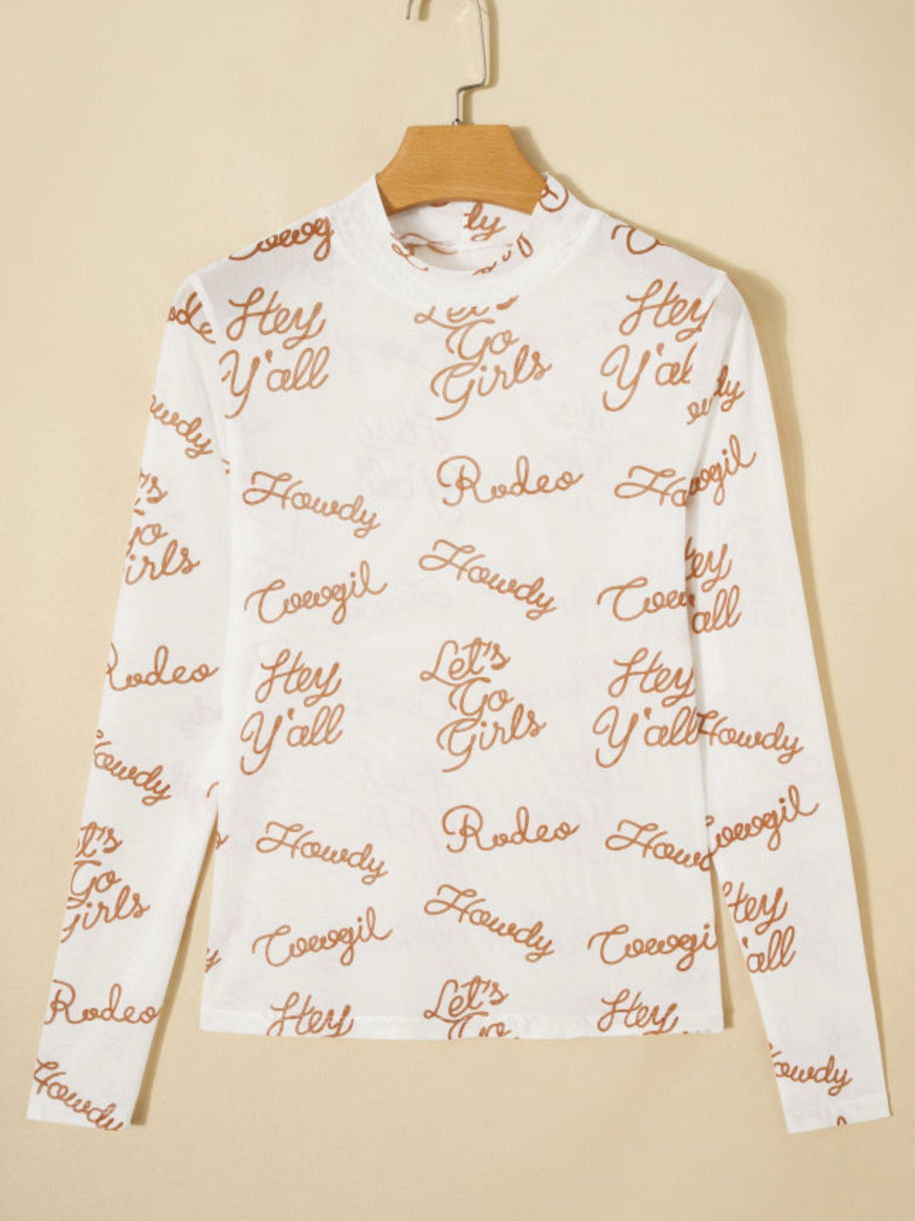 Western Print Mesh Top