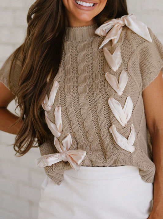 Cable Knit Short Sleeve Sweater