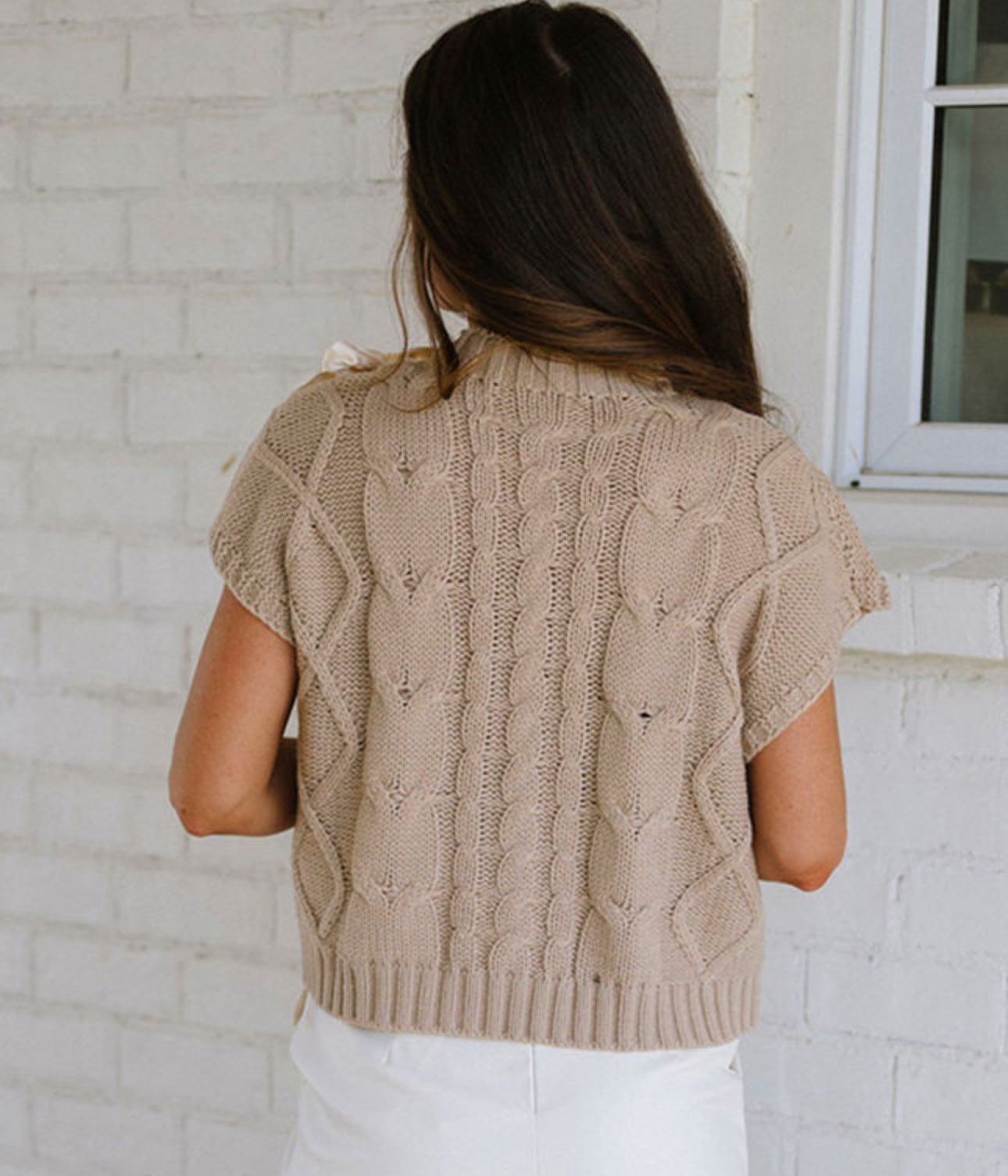 Cable Knit Short Sleeve Sweater